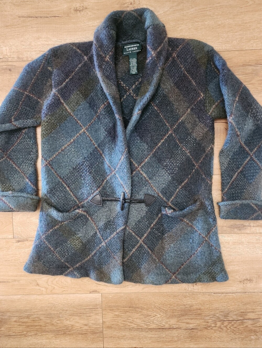 Vintage Ralph Lauren Wool Hand Knit Sweater Coat Southwestern Rug Concho Women S